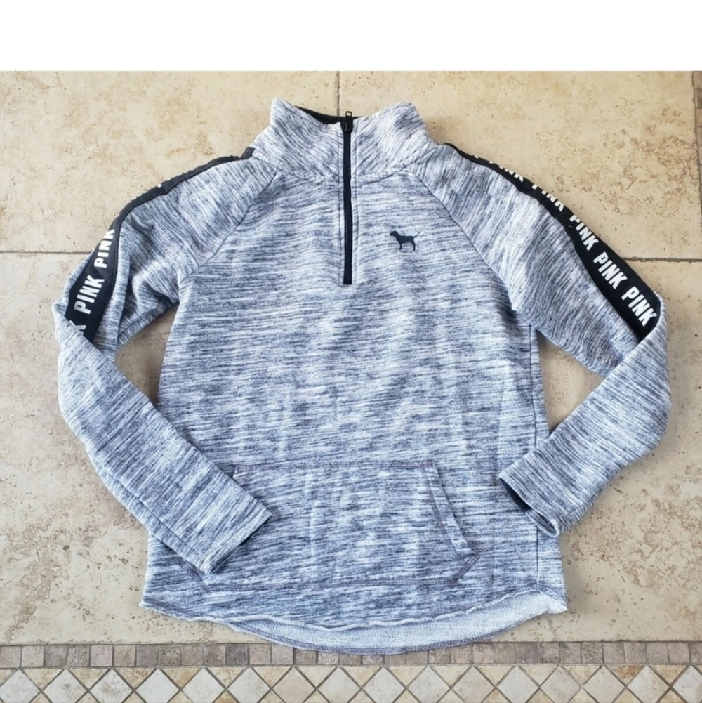 Victoria's Secret PINK Gray and Black Quarter Zip Sweatshirt